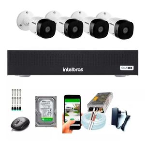 Kit Cftv 4 Câmeras Full Hd 1080p 2mp Dvr Intelbras Mhdx 8 Ch