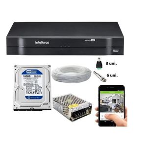 Kit Cftv Dvr Intelbras 4ch Mhdx Cabo E Conectores c/Hd