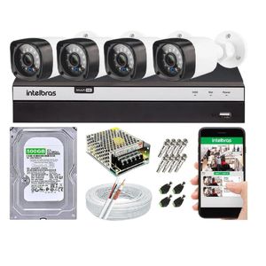 Kit 4 Cam Fullhd 1080p + Dvr 3104 Full Hd Completo