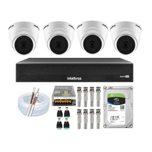 Kit Intelbras Full Hd Dvr 04ch + 04 Cameras C/ Áudio + HD + Acessórios