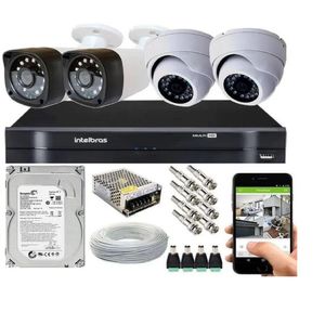 Kit 4 Câmeras Bullet HD 720p 1mp Dvr Intelbras C/Hd