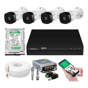 Kit 4 Câmeras Intelbras Full Hd 1220b Dvr 4 Canais C/ Hd