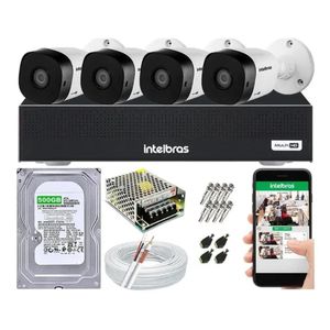 Kit 4 Câmeras Intelbras Full Hd 1220 E Dvr 8 Canais Completo