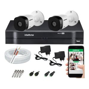 Kit Cftv 2 Câmeras Segurança Hdcvi Intelbras E Dvr Mhdx 1104