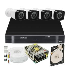 Kit 4 Cameras Segurança 1080p Full Hd Dvr Intelbras 4ch C/hd 500Gb