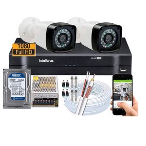 Kit Cftv 2 Câmeras Segurança Full Hd 1080p Dvr Intelbras HD 250gb