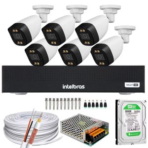 Kit 6 Câmeras full Color Dvr Intelbras 1008-C C/Hd 500gb