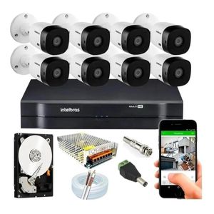 Kit Cftv 8 Câmeras Intelbras Hd 720p Dvr Mhdx Multi Hd 8 Canais C/Hd 320gb