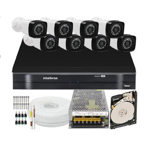 Kit Cftv 8 Câmera Segurança Full Hd 2mp Dvr Intelbras Com HD 500Gb