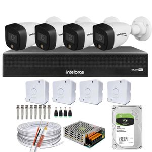 Kit 04 Câmeras Intelbras VHD 1220B Full Color Dvr Intelbras 8 ch 1008-C C/hd 1TB