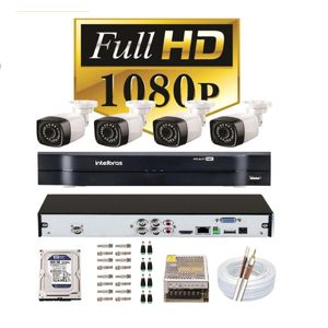 Kit 4 Câmeras de Segurança Full Hd 1080p 2 MP Leds Infra + Dvr Intelbras Mhdx  Full Hd - Intelbras