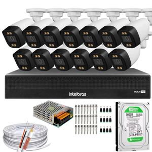 Kit 13 Câmeras Full Color Dvr Intelbras 1016c C/ Hd 500gb