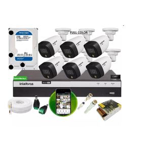 Kit 6 Cameras Intelbras Full Color Dvr 8ch Full C/ 2t