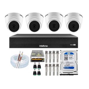 Kit Intelbras Full Hd Dvr 04ch + 04 Cameras C/ Áudio + HD + Acessórios