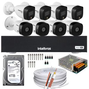kit 8 Câmeras Intelbras 04 1220 Full Color 04 1220 Full HD, Mhdx 3008-C, Hd 4tb