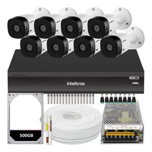 Kit Cftv 8 Cameras Full Hd Vhl 1220 Dvr Intelbras 3008-c 500GB