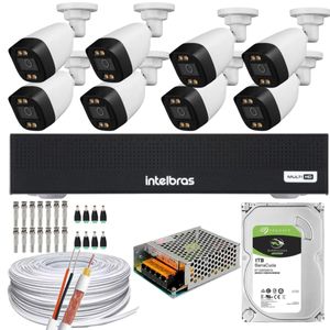 Kit 8 Câmeras Segurança Color Dvr Intelbras C/HD 1TB