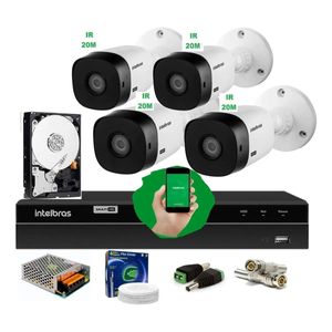 Kit Intelbras 4 Cam 1120b G4 Ir 20m Dvr 4 Mhdx  Hd 500g