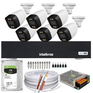 Kit 06 Câmeras full Color Dvr 1008-C Intelbras 1tb