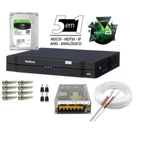 Kit Dvr 4 Canais Intelbras Full Hd + Cabo + fonte + Conectores C/Hd 1 Tb