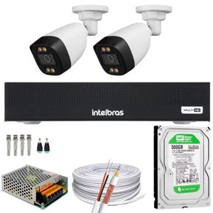 Kit Cftv 02 Câmeras Full Color Dvr Intelbras 1004-C+Hd 500gb