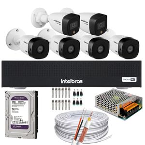 Kit 6 Câmeras Intelbras 2 cam Full Color 4 cam 1220b Full Hd Dvr Mhdx 1008-C