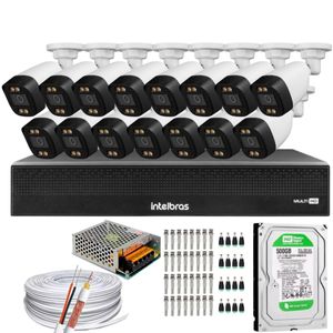 Kit 15 Câmeras Segurança Full Color Dvr 1016-C Intelbras C/Hd 500gb