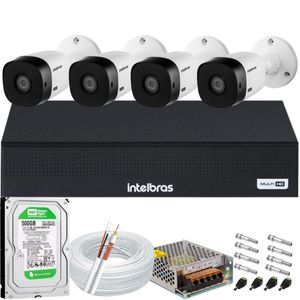 Kit Cftv 4 Cameras Full Hd VHL 1220 Dvr Intelbras 3004-C 500GB