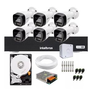 Kit 6 Cameras de Segurança Intelbras 1120b Full Color, Dvr 8 Canais C/ Hd 2tb