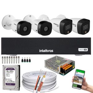 Kit 4 Cameras 02 cam 1220 Full Color 02 cam 1220B Full HD Intelbras Dvr 3004-C, Purple 1TB