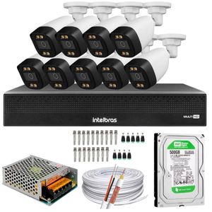 Kit 9 Câmeras Color Dvr Intelbras 1016-C C/Hd 500gb