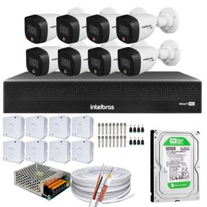 Kit 8 Câmeras Intelbras infravermelho VHD 1220B Full Color Dvr 1008-C C/HD 500gb