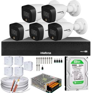 Kit 05 Câmeras VHD 1220B Full Color Dvr Intelbras 1008-c C/HD500GB