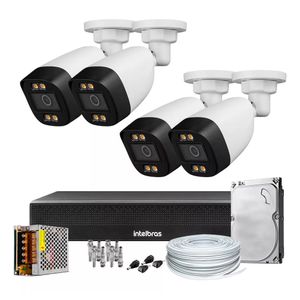 Kit 4 Câmeras Segurança Color 1080p 2.8mm Dvr Intelbras 1tb