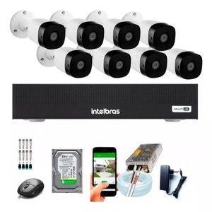 Kit Cftv 8 Câmeras Full Hd 1080p 2mp Dvr Intelbras 8 Ch Hd 500 gb