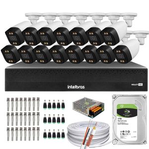 Kit 15 Câmeras Full Color Dvr 1016-C Intelbras C/HD 1tb