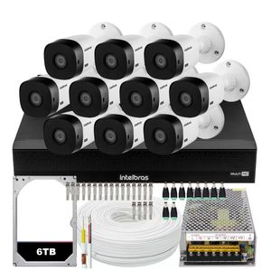 Kit 10 Câmeras Segurança Intelbras Vhl 1220 Full 20m Dvr 16 Canais 6tb