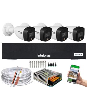 Kit 4 Câmeras Intelbras VHD 1220 B Full Color Bullet Full HD 1080p Multi HD IR 20m + Dvr MHDX 3004