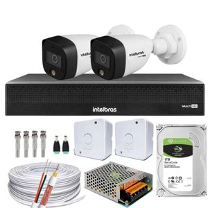 Kit 2 Câmeras Full Color 1220B Dvr Intelbras 4 canais 1004-c C/HD 1TB