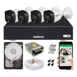 Kit 4 Câmeras de Segurança Intelbras 1120b Full Color E Dvr 4 Canais C/ Hd 1tb