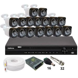 Kit 16 Câmeras Importadas Full Hd 1080p Dvr Intelbras Mhdx 1232 Sem Hd