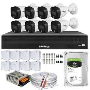 Kit 8 câmeras Intelbras VHD 1220B Full Color dvr 1008-C C/HD 1tb