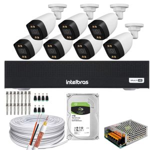 Kit 07 Cameras Full Color DVR 8Ch 1008-C INTELBRAS C/HD 1TB