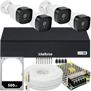 Kit Cftv 4 Câmeras Full Hd 1080p 2mp Dvr Intelbras 4 Ch Hd 500 gb