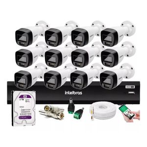 Kit 12 Cameras Intelbras 1220 B Full Color Dvr Imhdx 3116 Hd 2tb