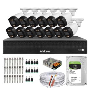 Kit 13 Câmeras Segurança full Color Dvr 1016-C Intelbras C/HD 1TB