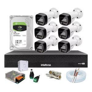 Kit 6 Cameras Seguranca Intelbras 3220 Full Color C/ Audio, Dvr 8ch 3108c C/ Hd 1tb