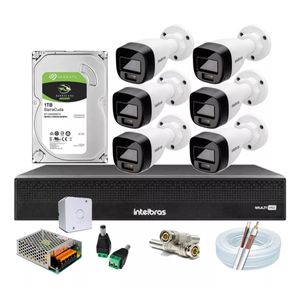 Kit 6 Cameras de Segurança Intelbras 1120b Fullcolor, Dvr 8 Canais C/ 1tb