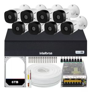 Kit Cftv 8 Cameras Segurança Full Hd Vhl 1220 Dvr Intelbras 3008 6tb
