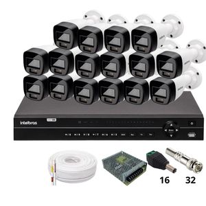 Kit 16 Câmeras Intelbras 1220b Full Color  Dvr Intelbras Mhdx 1232 Sem Hd
